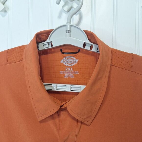 Dickies Men's Button Front Shirt 2XL Long Sleeve Orange Cooling Stretch‎ Pockets - Picture 3 of 11